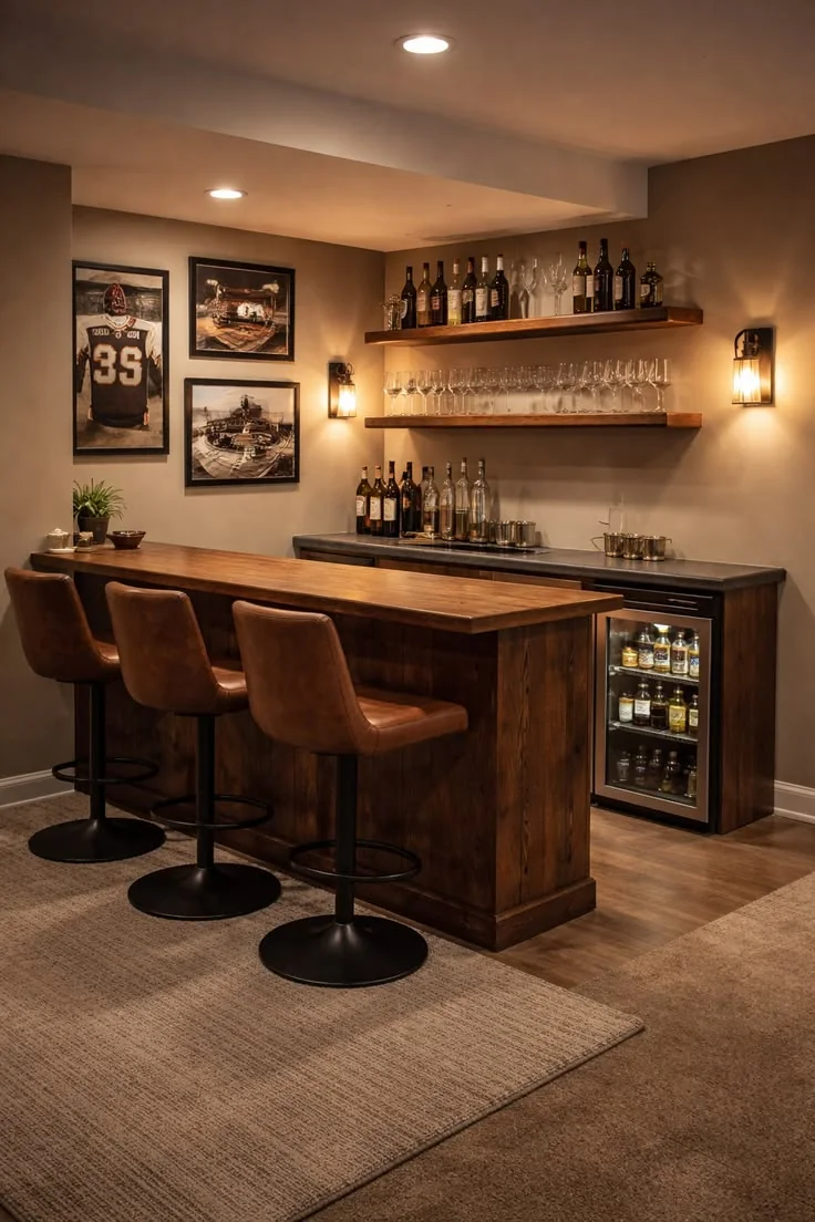 Warm amber bar lounge