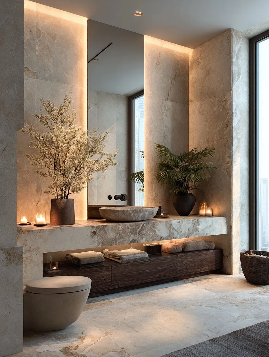 Natural stone spa bathroom