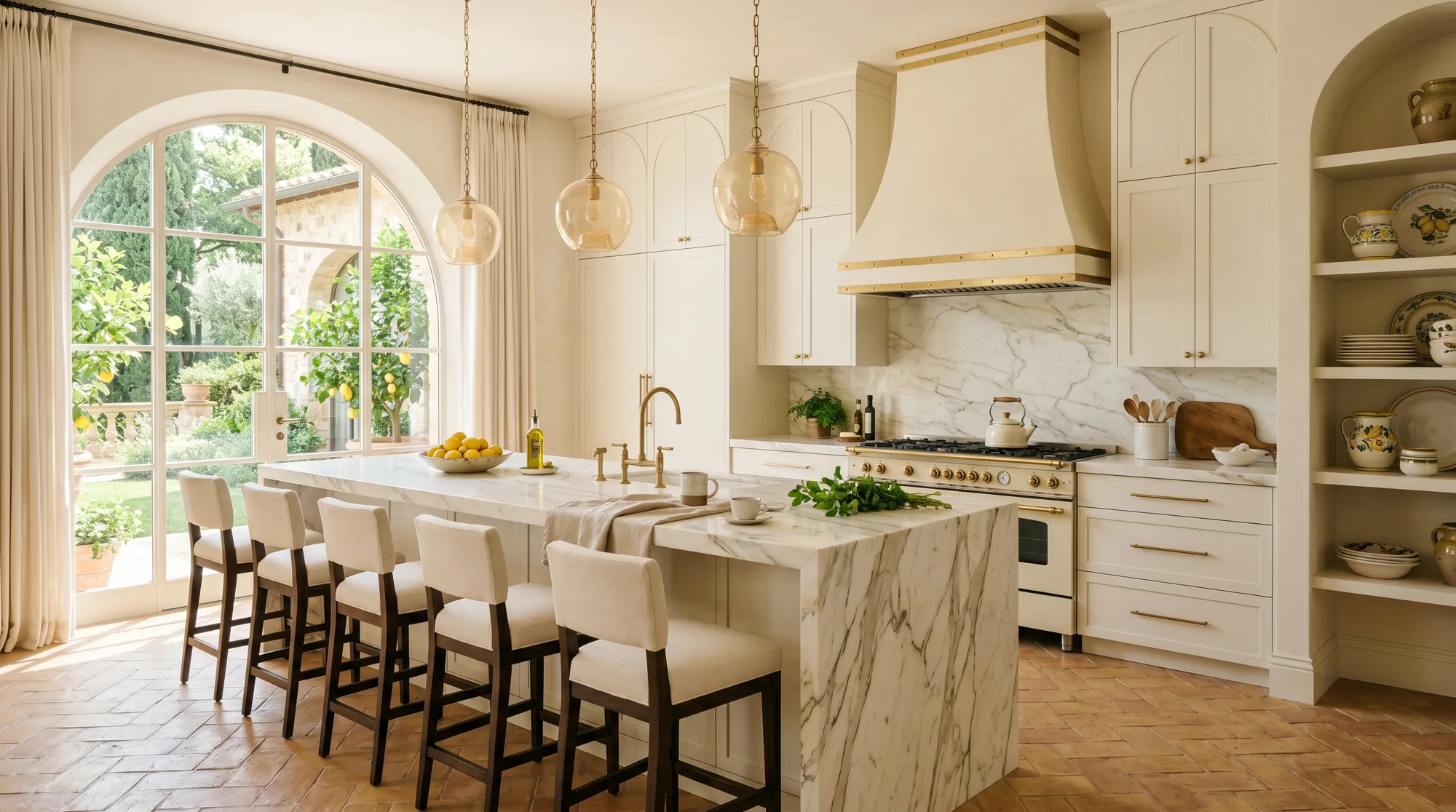Warm stone and timber show kitchen