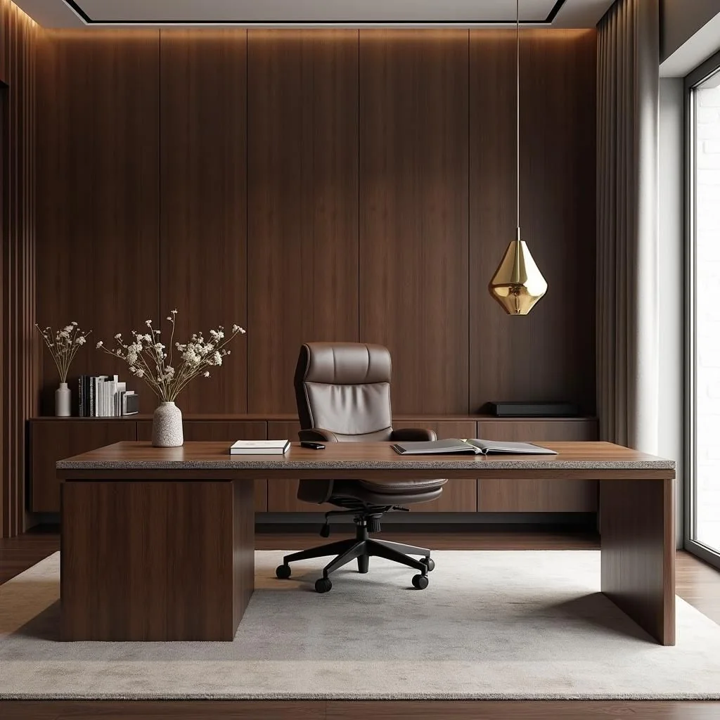Dark walnut executive office